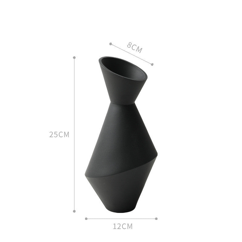 Nordic Geometric Ceramic Vase - Modern Oblique Mouth Design for Home Decor