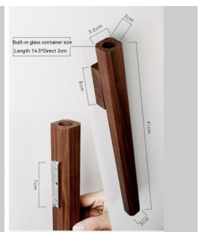 Japanese Style Wooden Flower Vase - Wall Hanging Hydroponic Arrangement