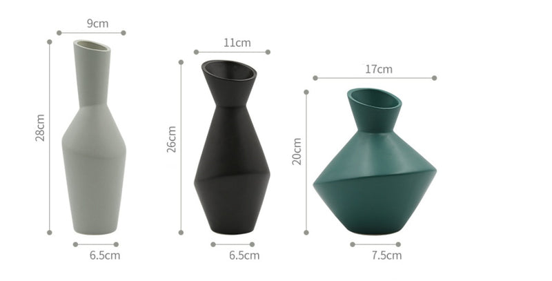 Nordic Geometric Ceramic Vase - Modern Oblique Mouth Design for Home Decor