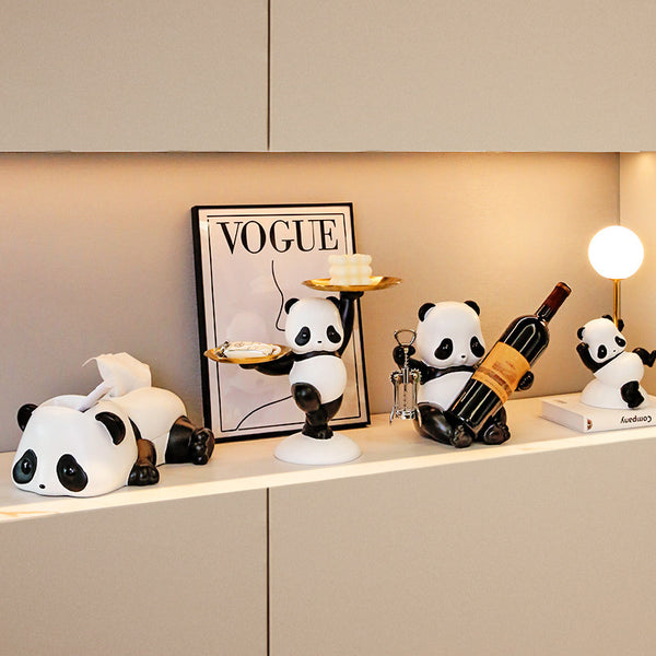 Cute Panda Home Ornament - Modern Resin Animal Decoration for Living Room