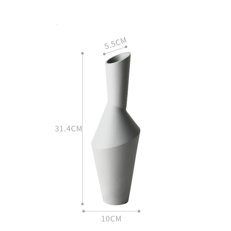 Nordic Geometric Ceramic Vase - Modern Oblique Mouth Design for Home Decor