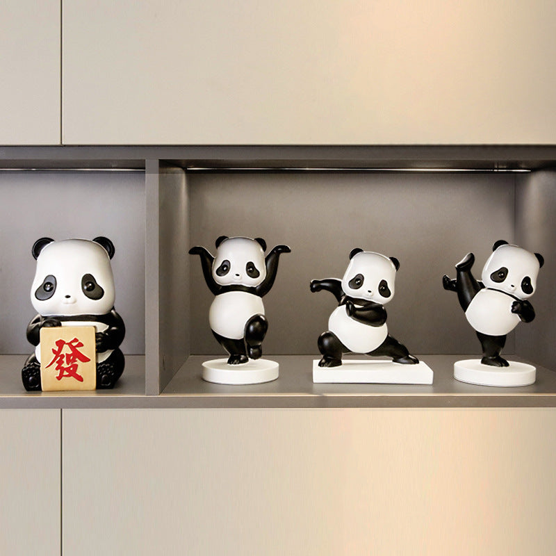 Cute Panda Home Ornament - Modern Resin Animal Decoration for Living Room