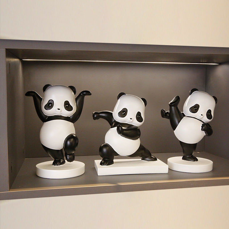 Cute Panda Home Ornament - Modern Resin Animal Decoration for Living Room